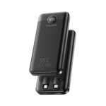 PB048 20000mAh შავი ფერის მაღალი ტევადობის სწრაფი დატენვის შავი ფერის დენის ბანკი კაბელით და ციფრული დისპლეით