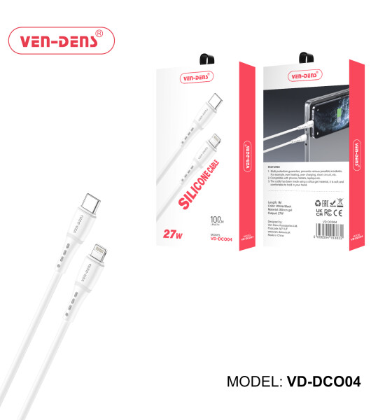 27W სილიკონის USB C-დან Lightning-ის დამტენი კაბელი